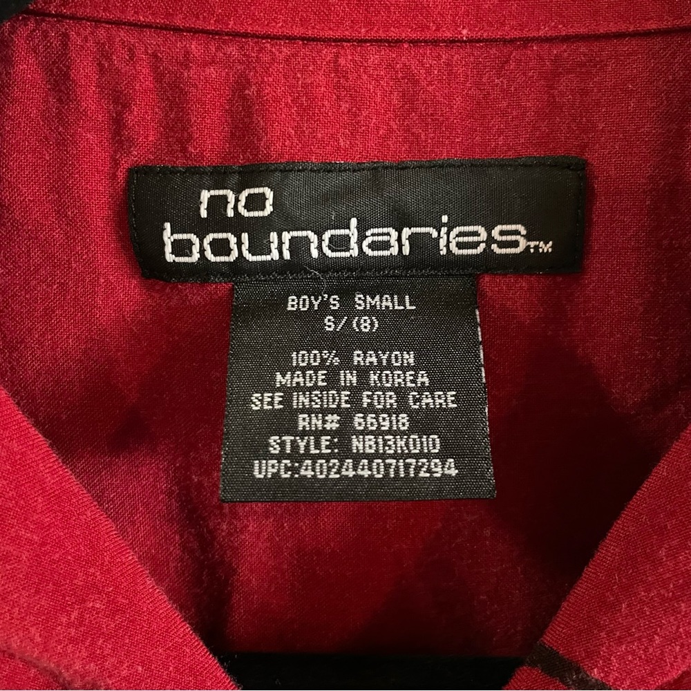 Vintage Y2K Dragon Shirt No Boundaries Flames Red Black Boy Size S 100%Rayon - Picture 14 of 16